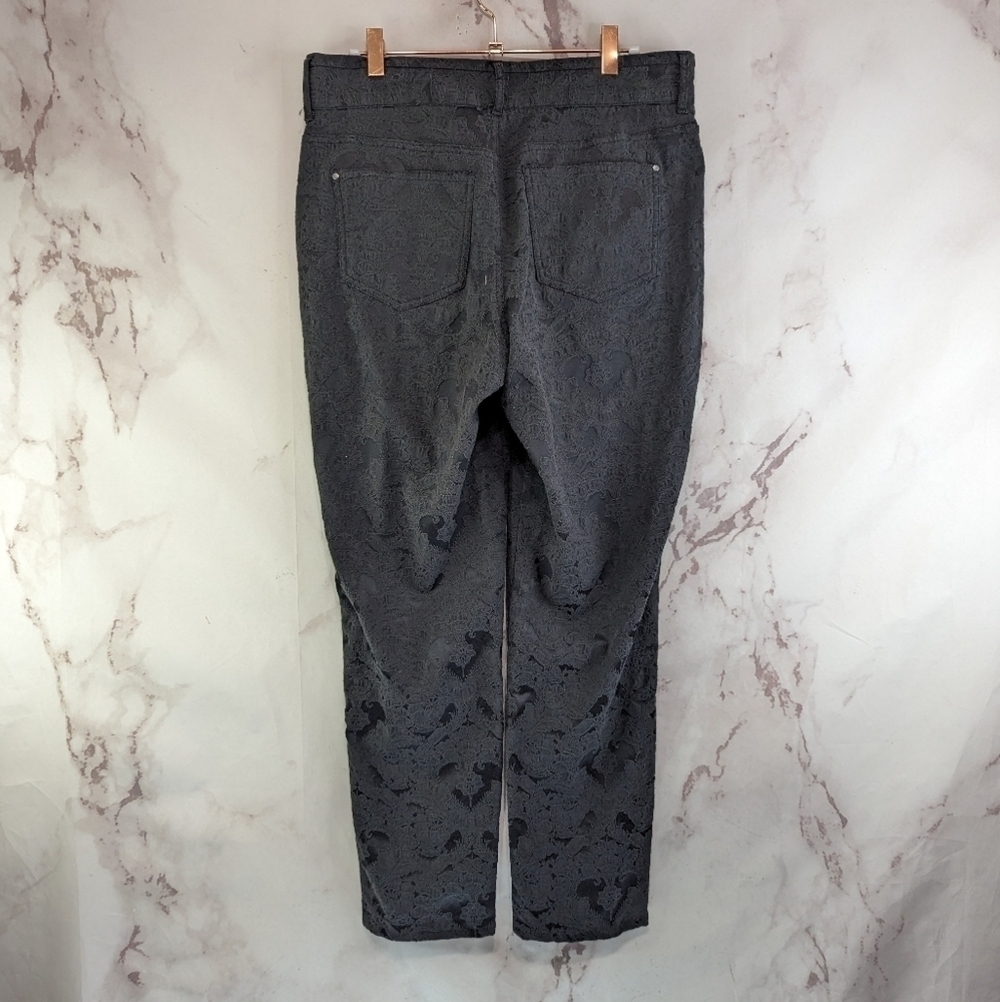 Sundance Pant Women 8 Black Brocade High Rise Crop Tapered Trouser